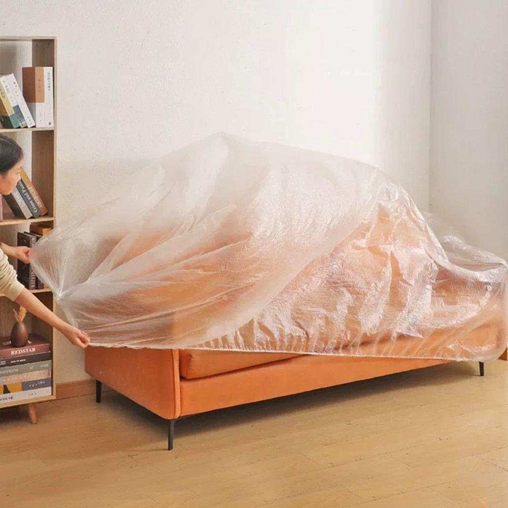 Transparent PE Disposable Dust Covers Elastic Edges Dust-proof Cover New Furniture Protector Sofa