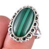Ювелирное кольцо из стерлингового серебра 925 пробы с натуральным малахитом, размер 8 J9N29