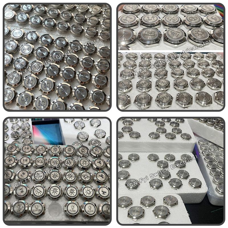 Customized 16/19/22mm Metal Push Button Switch with Socket Waterproof Horn LED Light Self-reset/Self-locking for Car Boat 12V