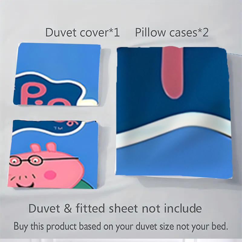3pcs Peppa Pig Family Bedding Set-Perfect for Decorative Bedrooms, Guest Rooms, Living Rooms, Hotels-Ideal Gift for Fans, Travelers, Daily U