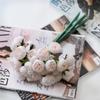 Новый букет пионов из шелка с 27 головками, искусственные чайные розы, пионы, 30 см, длинный стебель, цветок для невесты, свадебное украшение