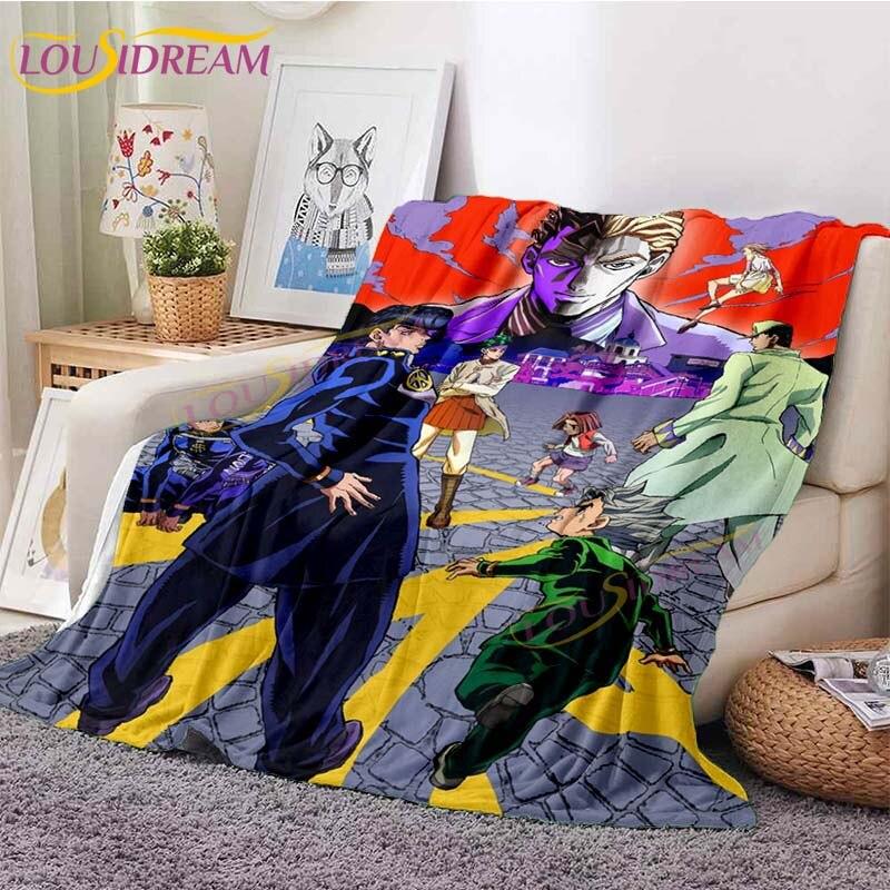 Одеяла с невероятными приключениями Джоджо, одеяла с принтом в стиле аниме, фланелевые пледы «ДжоДжо против Цезаря» для домашнего дивана, одеяла для спальни