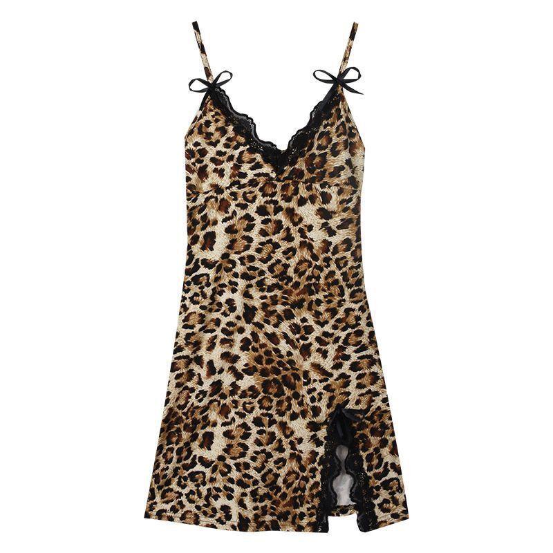 Sexy lingerie leopard print suspender nightgown passion seduction lace bed flirting suit flirting lingerie