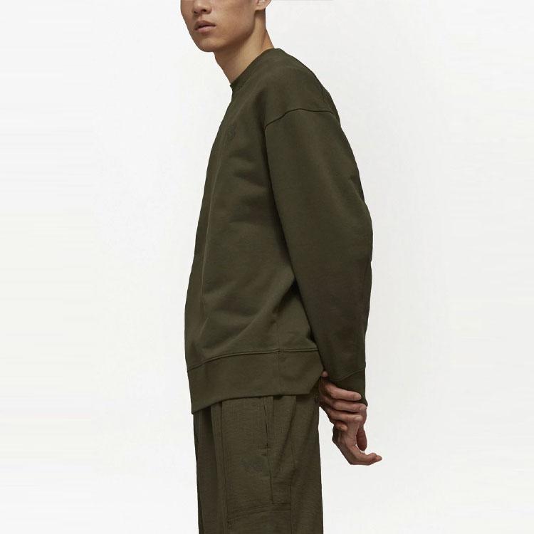 Y-3 Мужская толстовка с круглым вырезом и длинным рукавом с принтом логотипа FW22, цвет милитари-зеленый HT4495