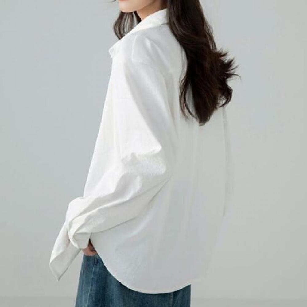 Navava Women Simple Daily Plain Long Sleeve Shirt Nb2838