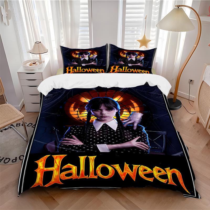 Halloween Horror Icon Print 3Pcs Bedding Setduvet Cover With 2 Bedropillowcase Home Birthday Gift