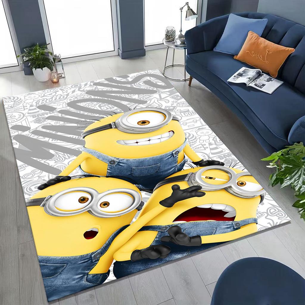 3D Cartoon Minions Despicable Me Rug for Bedroom Living Room Sofa Home Doormat Decor, Large Kids PLAY Non-slip Floor Mat Gift