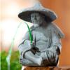 Fisherman Ornament Resin Unique Light Gray Old Man Fishing Statues for Rock Garden Ecological Fish Tank Micro Landscape