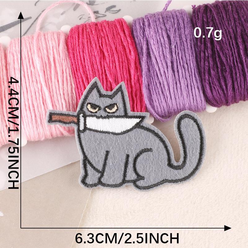 Вышитая этикетка с изображением мультяшного животного, кота, этикетка с изображением значка, аксессуаров для одежды, нашивка для глажки, вышивка, наклейка на ткань