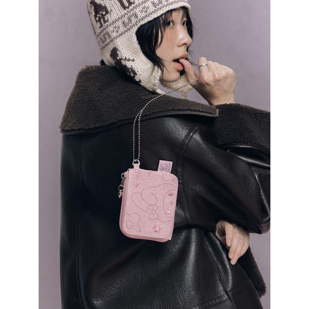 JOSEPH & STACEY Джинсовый брелок-кошелек для карт My Melody Выстиранный розовый