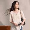 Women's 100% Linen Drop Shoulder V-Neck Blouse