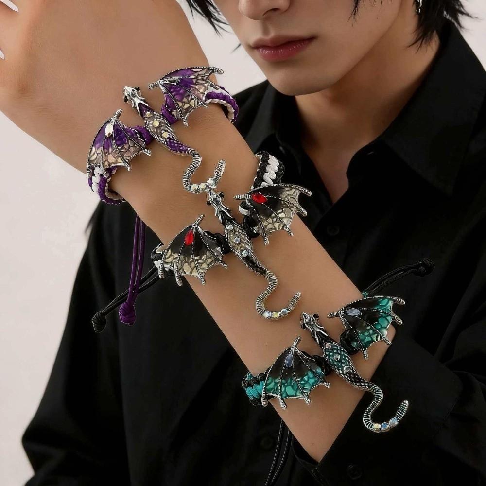 Vintage Braided Rope Bracelet Adjustable Woven Cord Wristband Fashion Animal Dragon Bracelet Party
