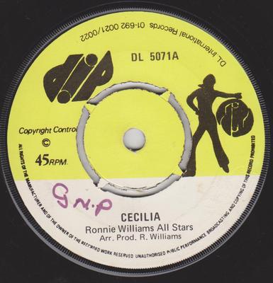 7-дюймовая пластинка RONNIE WILLIAMS ALL STARS Cecilia My Girl DL5071 Dip 1975 UK Регги Ска Даб Б/у