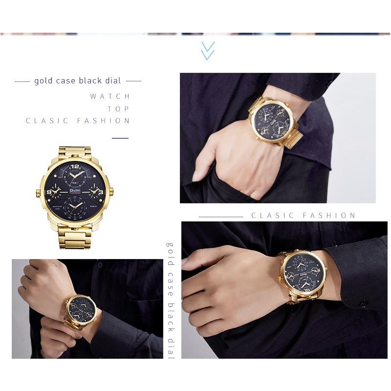 Oulm Модные мужские часы Кварцевые часы со стальным ремешком, большой циферблат, персонализация с несколькими часовыми поясами