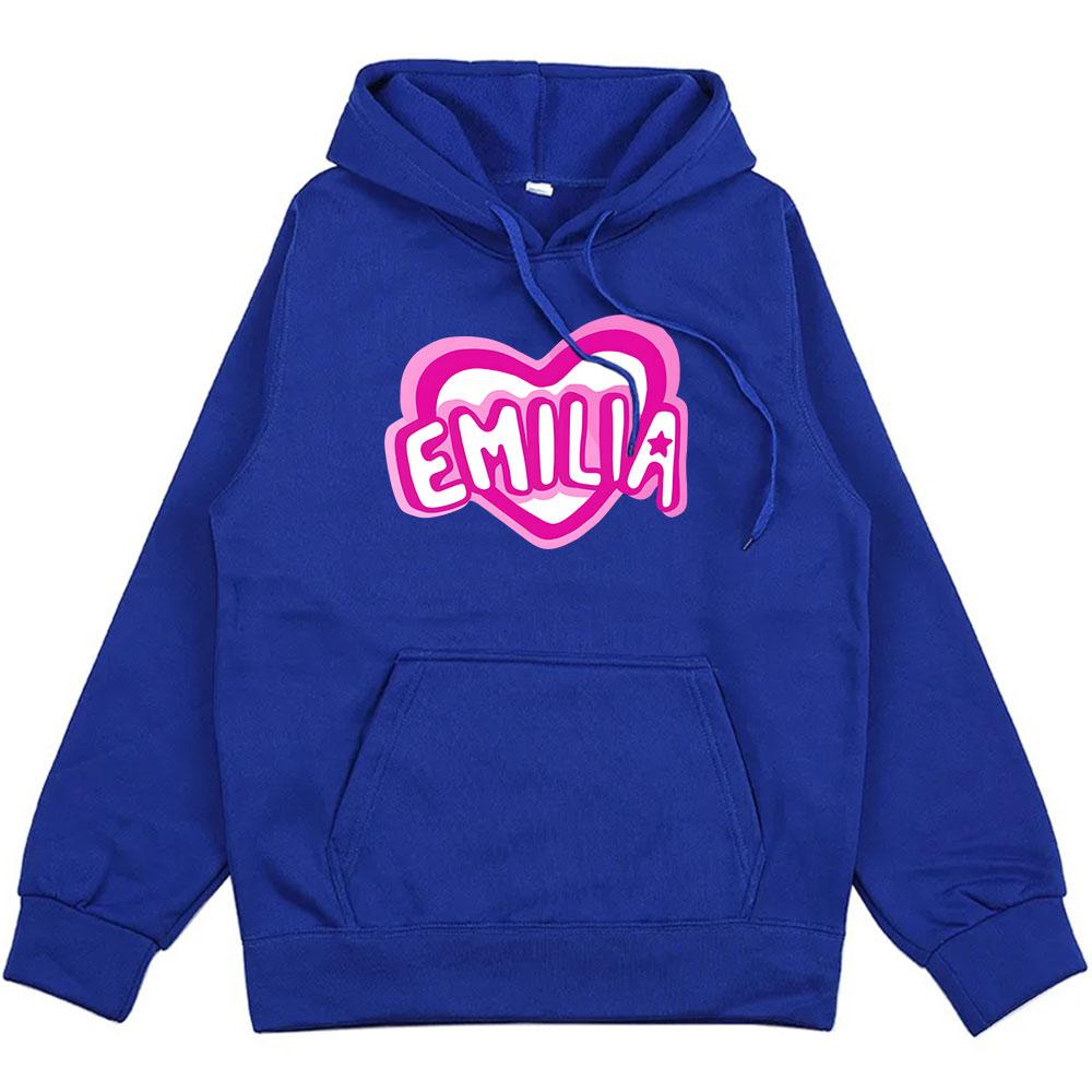 Pink Heart Emilia Mernes Hoodies Streetwear Men Winter Sweatshirts Sudaderas Hombre Long Sleeve Hooded Pullovers Boy
