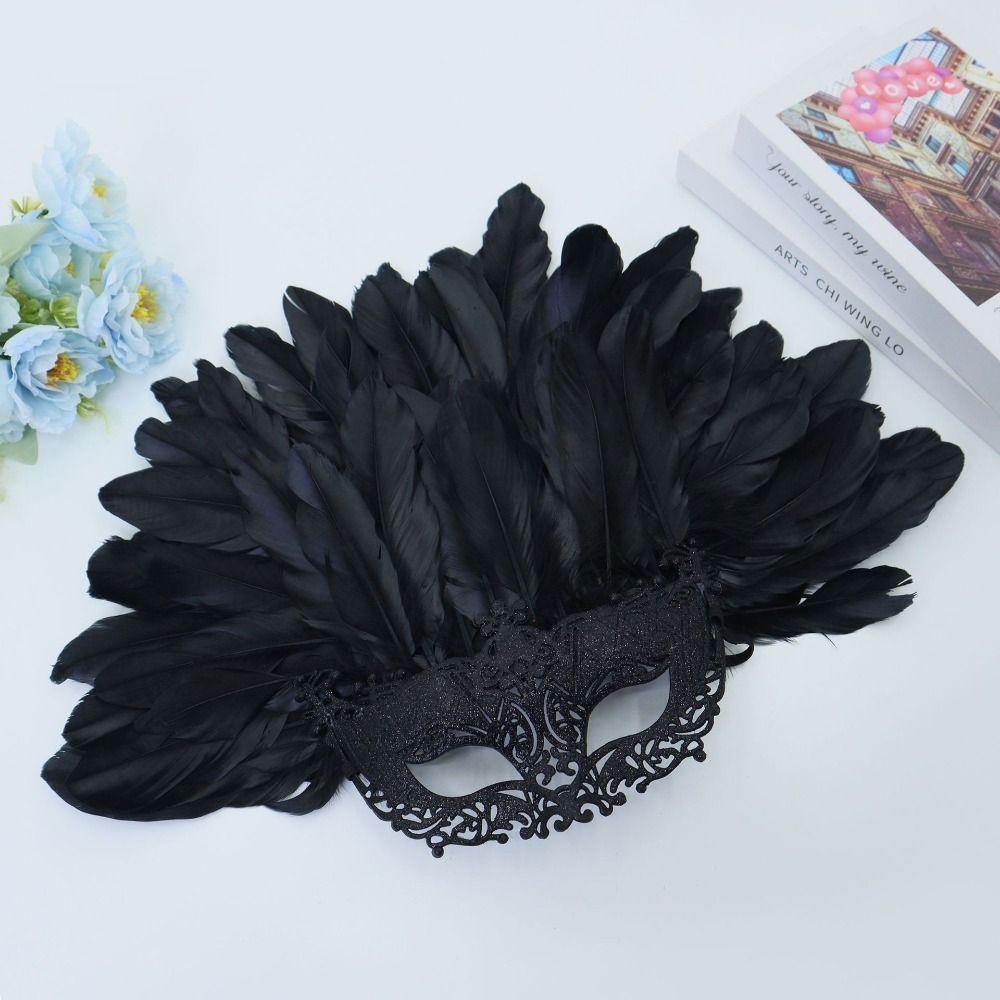 Fashion Carnival Headpiece Personality Halloween Mask Feather Masquerade Mask  Stage Performance