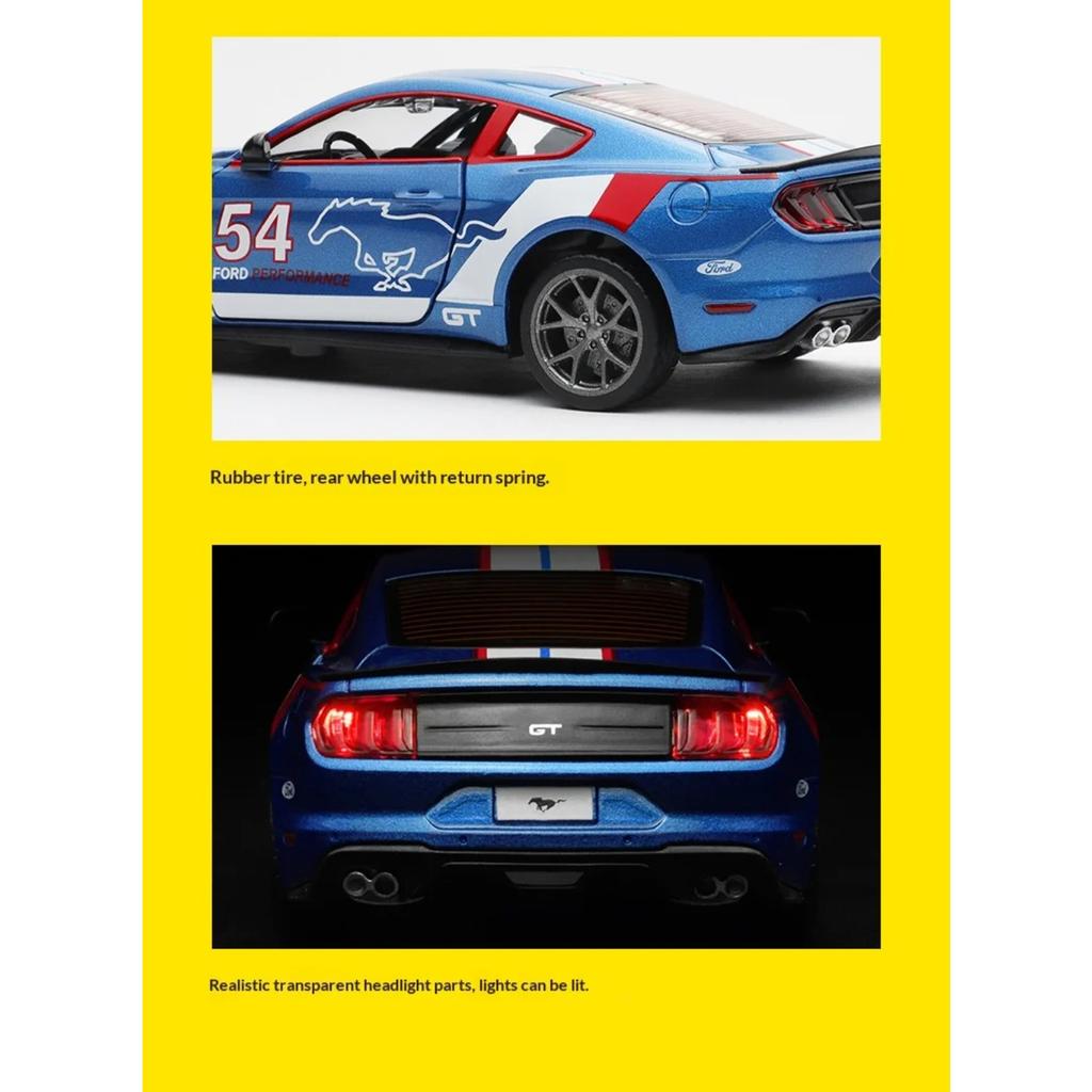 Масштаб 1/34 Ford Mustang GT2018 Металлическая модель автомобиля Коллекционные игрушки для взрослых Модель гоночного автомобиля Украшение