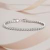 Sterling Silver S925 Mosang Stone Tennis Bracelet European and American Female Hip Hop Silver Tennis Chain