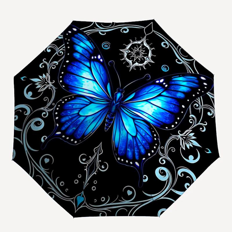 1pc Butterfly Mandala Design Automatic Open/Close Umbrella - Compact Travel Umbrella, Durable Construction, Fashionconscious yy251208131