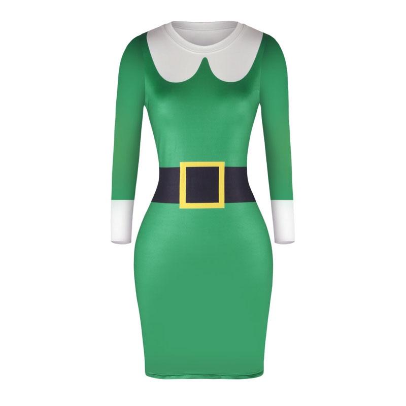 Stylish Knitted Christmas Elf Jumper Dress For Women With Classic Print Design