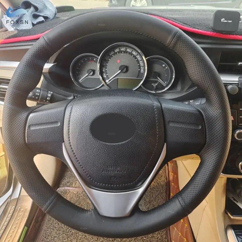 Автомобильный плетеный чехол на руль для Toyota E'Z RAV4 2013 2014 Corolla iM 2017 Auris Scion iM 2016 перфорированная кожа из микрофибры