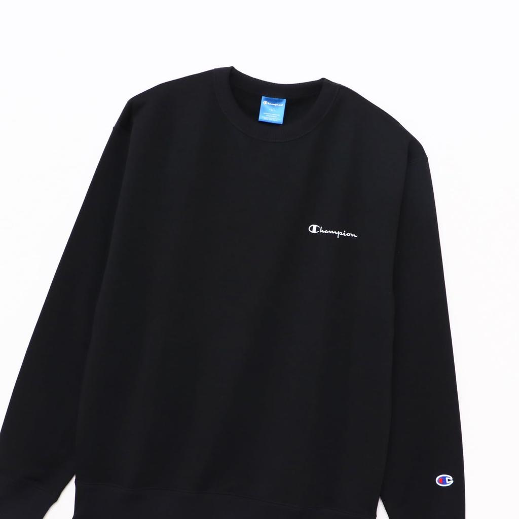 Champion Long Sleeve Fleece Crew Neck Sweatshirt with Embroidered Script Size XL Men's Logo, Black, (C3-YS050Z)