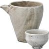 Sake Tokkuri and Ochoko Bottle and Diameter 12 X 9 X Height Ash Glaze Mino Cold Sake Set Ale-net Set, (Sake Cup) Set, 10cm, 260ml, Katakuchi, Ceramic,