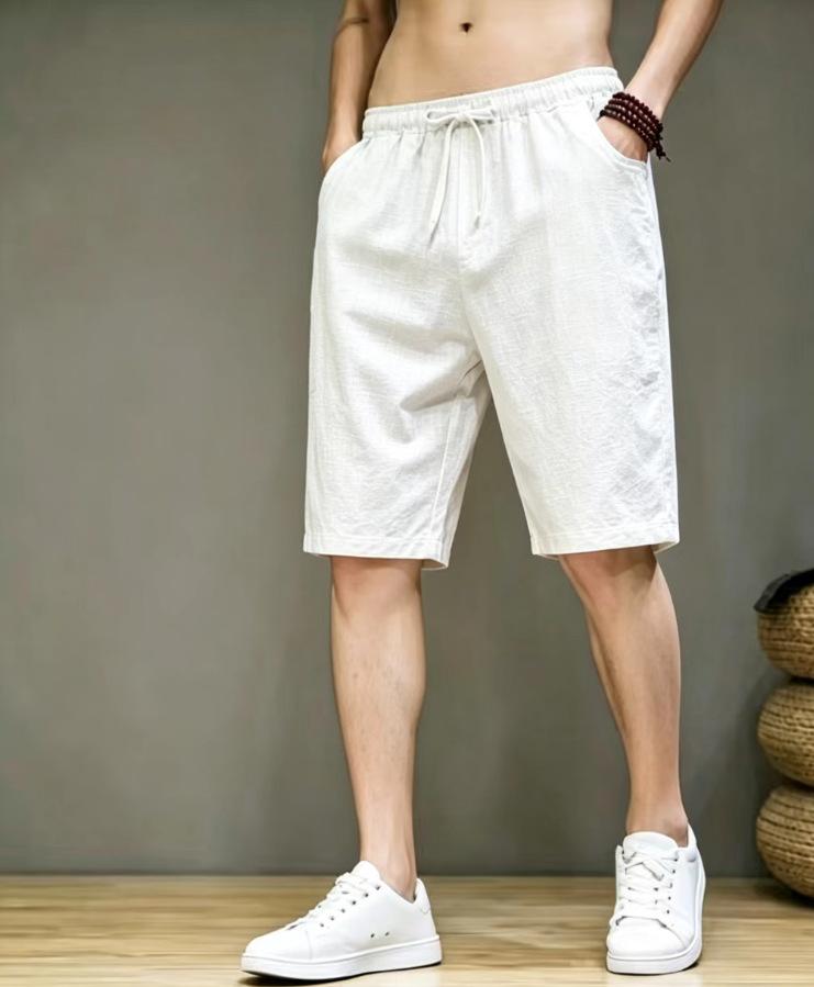 Льняные повседневные шорты новые мужские летние свободные верхняя одежда пятиточечные брюки тонкие хлопково-льняные пятиточечные брюки