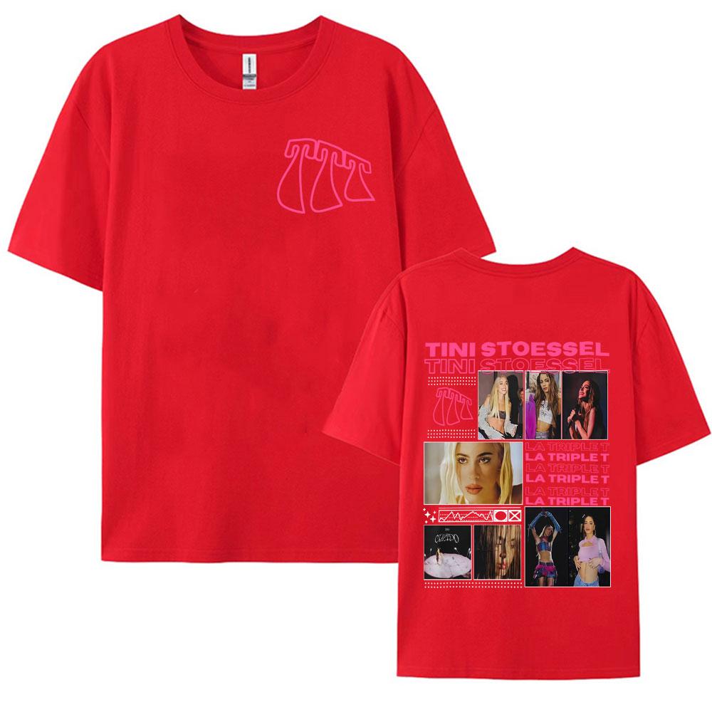 Певица TINI STOESSEL La Triple T Футболка с принтом из тура по альбому Модная Эстетика High Street Футболка Унисекс Женская Повседневная 100% Хлопок Футболка