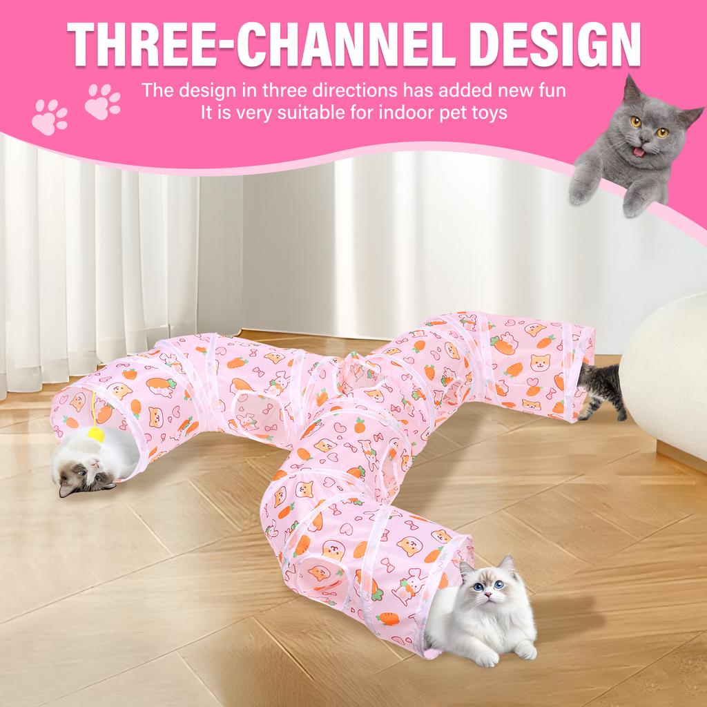 Трехходовой складной туннель для кошек, всплывающий туннель для мелких животных, игрушка с дразнилкой для кошек, интерактивная забавная игрушка для тренировки котенка в помещении, товары для питомцев