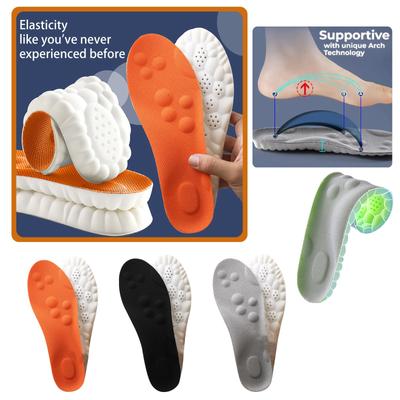 4D Полная подушка Ортопедическая антизапаховая Высокоэластичная впитывающая стелька Подходит для занятий спортом и повседневной носки Дышащая впитывающая пот Массажная стелька
