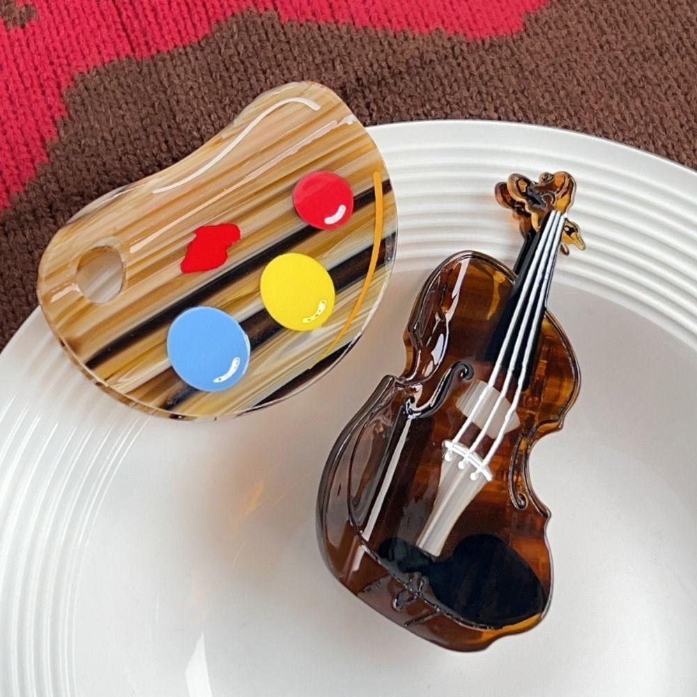 Korean Style Violin Shape Hair Claw Color Palette French Shark Clip Hair Accessories