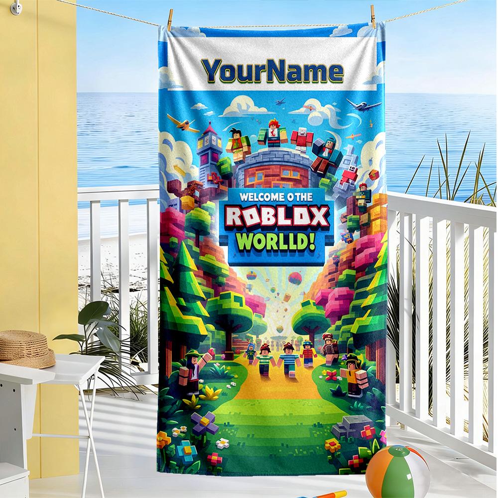 Roblox Personalized Text Beach Towel Super Soft Microfiber Quickdry Fabric Portable for SwimmingBeachCamping Travel Beach AccessoriesGym