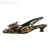 Fashion Leopard Women Sandals Bow Pointed Toe High Heels Shoes Bling Slippers Slingback 2025 Summer Dress Sexy Trend Shallow Pumps Mujer