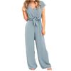 Women's Jumpsuit Summer Beach Short Sleeve Solid Color Casual Fashion Wide Leg Jumpsuit
