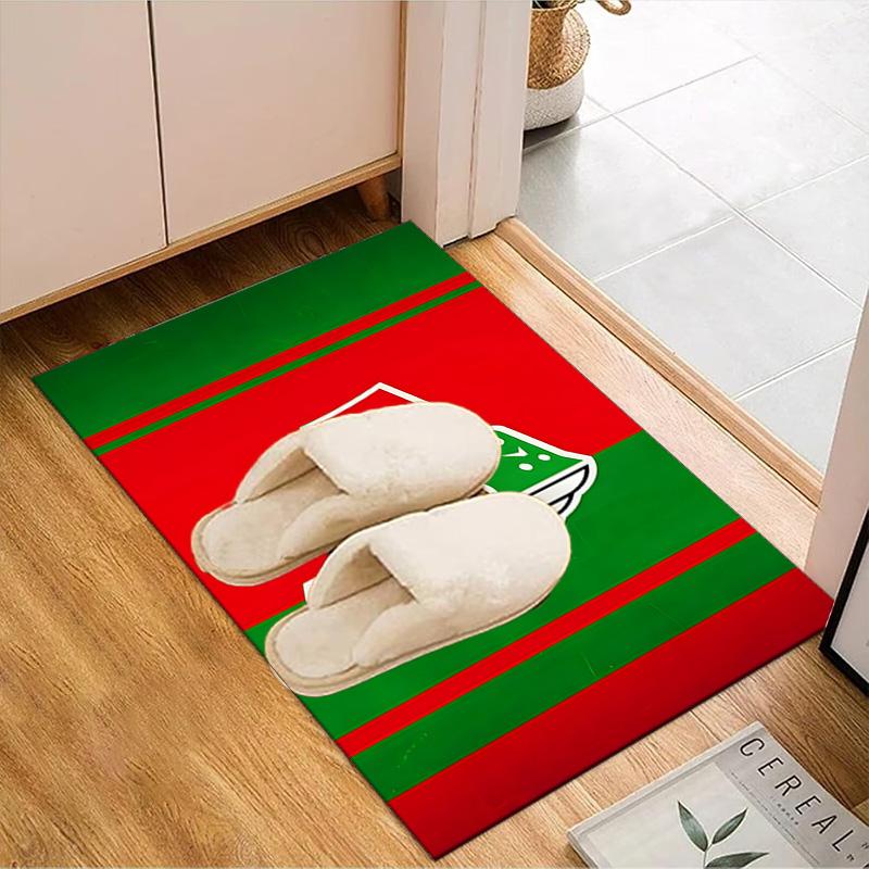 Green And Red Soccer Emblem Printed Office Carpet Chair Cushion Entryway Rug, Rugs for Living Room, Bedroom Christmas gifts