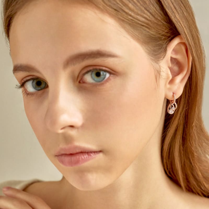 ELLE Jewelry 14K Water Drop One-Touch Earrings (Gold Pin) ELGPEE408