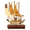 Brass Ship with Wooden Base, Showpiece Item, Perfect for Home Decoration and Gifting, 12'' Inch