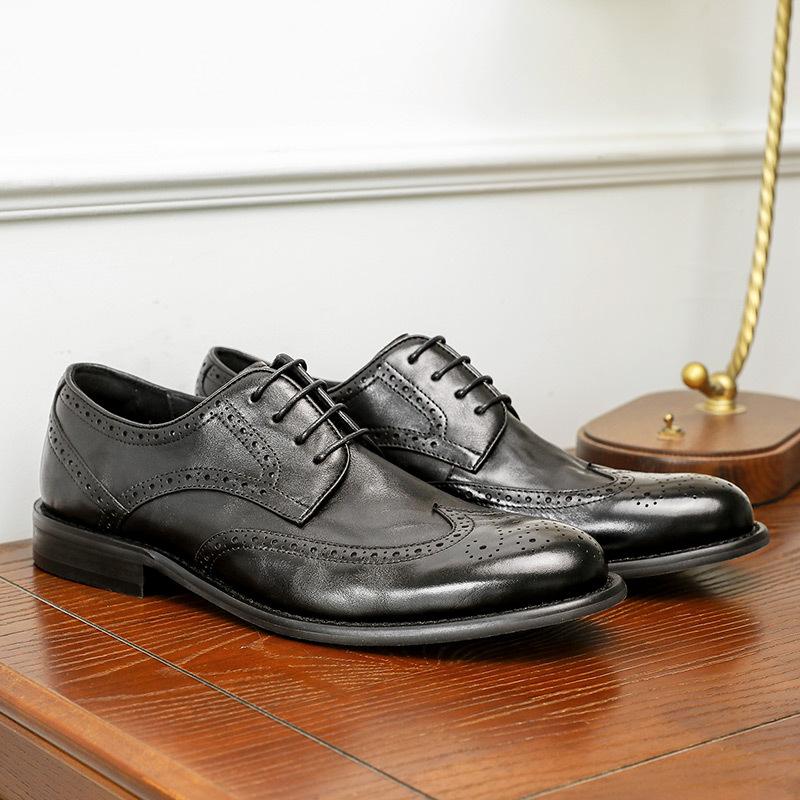 Туфли Desai Business Derby, первый слой, воловья кожа, дышащая, полированная кожа, низкие туфли для повседневного ношения, мужская обувь