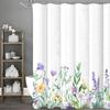 Spring Flower Plant Shower Curtain, Bathroom Decorative Shower Curtain, Waterproof Shower Curtain with Hooks
