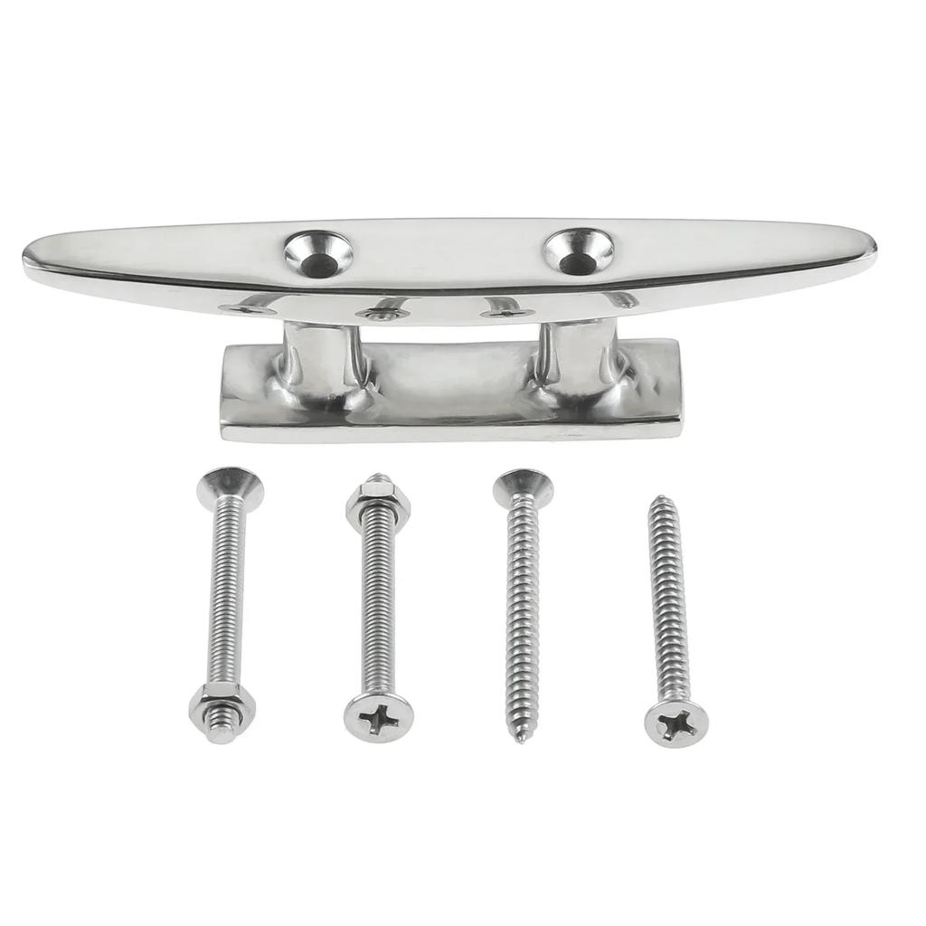1Pc Boat Open Base Cleat Dock Cleat with tallation Screws Marine 316 Stainless Steel Yacht Mooring Accessories 4/5/6/8/10inch