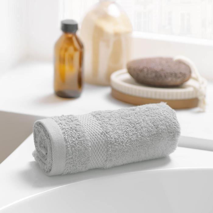 Serviette De Toilette - Elegante - 30 X 50 Cm - Gris Perle - 100% Coton - 600 Gr/cm²