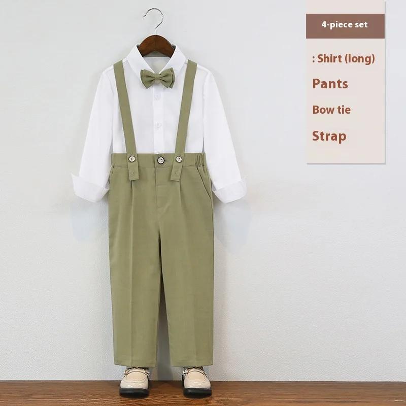 Смокинг на день рождения для малышей, летний британский стиль, свадебный костюм для мальчиков, белый элегантный детский хор, торжественная одежда для выступлений 6 8 лет