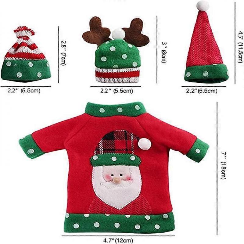 3pcs Ugly Sweater Christmas Wine Bottle Covers, Holiday Wine Bottle Sweater Cover with Hat for Ugly Christmas Sweater Party Decorations