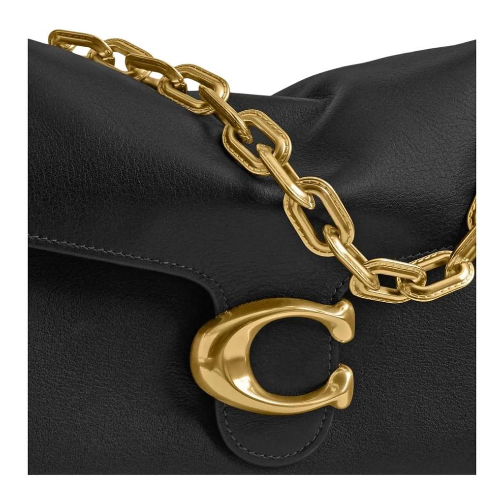 Coach Цепочка Табби 26 Съемный ремень-цепочка на плечо Кожаная сумка на плечо Средняя женская сумка на плечо Черная CY919-B4BK