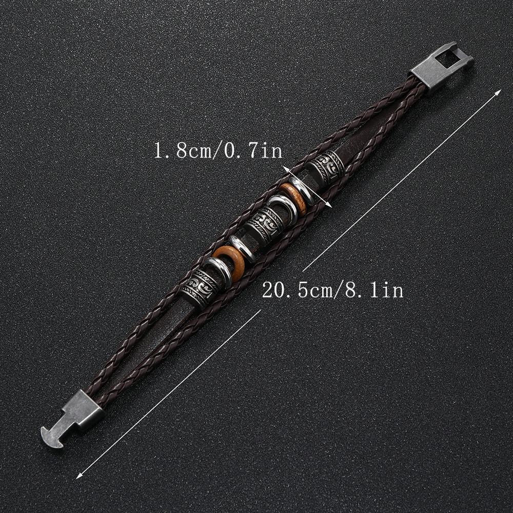 Новый винтажный тканый браслет в стиле панк, многослойный винтажный ювелирный браслет из бисера, кожаный мужской браслет с пряжкой