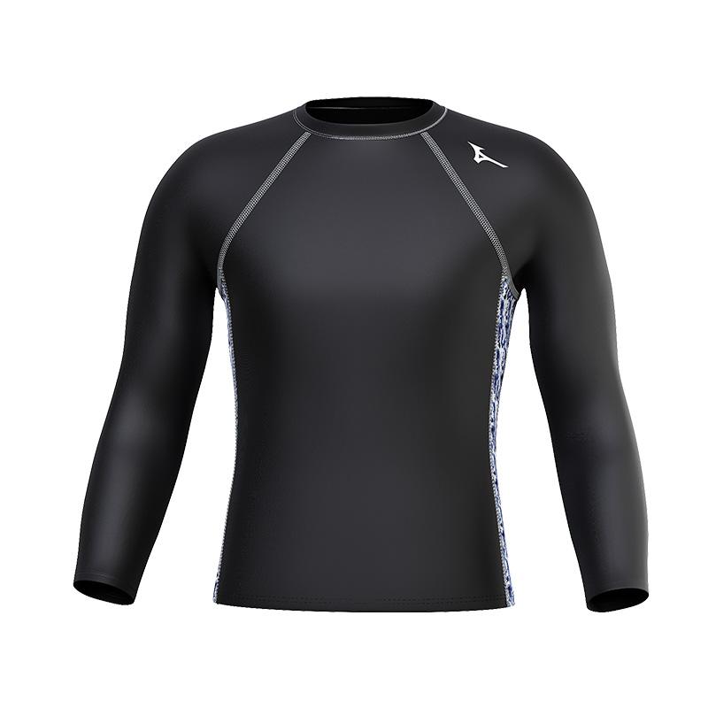 Mizuno Солнцезащитный быстросохнущий купальный костюм с длинным рукавом для мужчин, черный N2CA2103