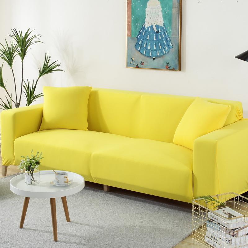 Молочный шелк, однотонный эластичный интегрированный чехол для дивана, всесезонный плотный нескользящий чехол для дивана