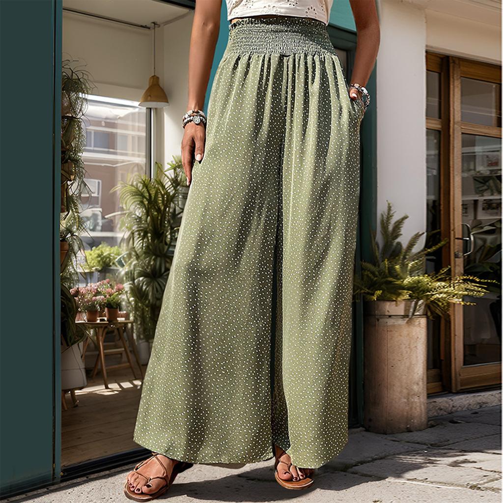 Spring And  New Cotton And Linen Trousers For Women Solid Color High Waist Loose Casual Wide Leg Trousers