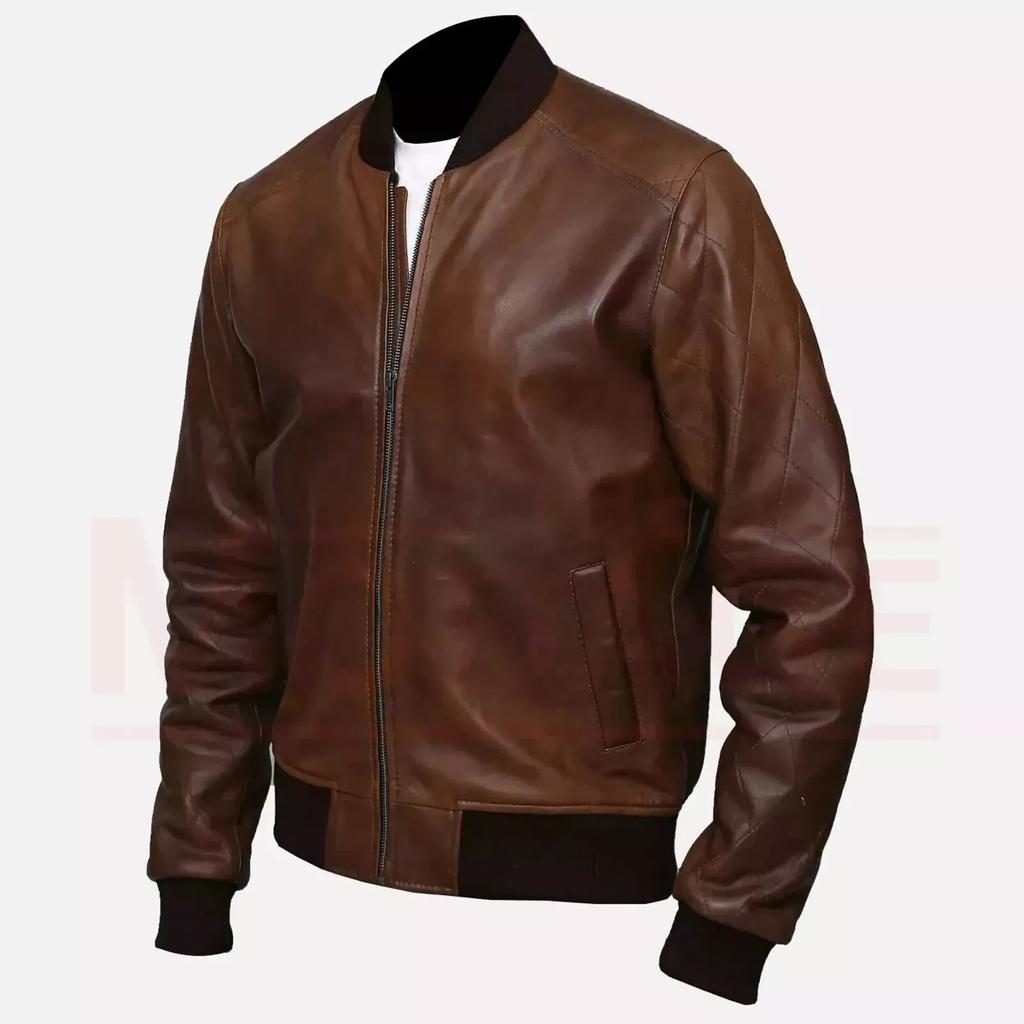 Натуральная Кожа Ручной Работы Мягкая Стильная Мужская Куртка из Кожи Ягненка Коричневая Натуральная Кожа Ягненка